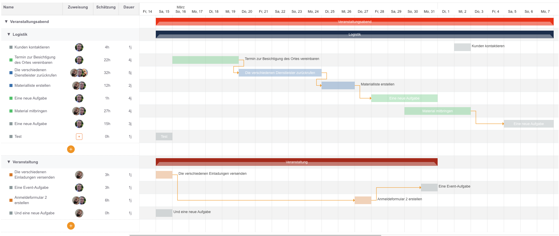 Interaktives Gantt-Diagramm